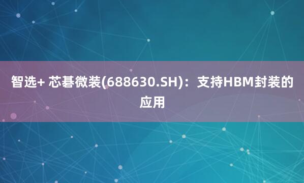 智选+ 芯碁微装(688630.SH)：支持HBM封装的应用
